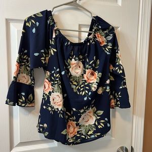 Floral blouse, bell sleeves